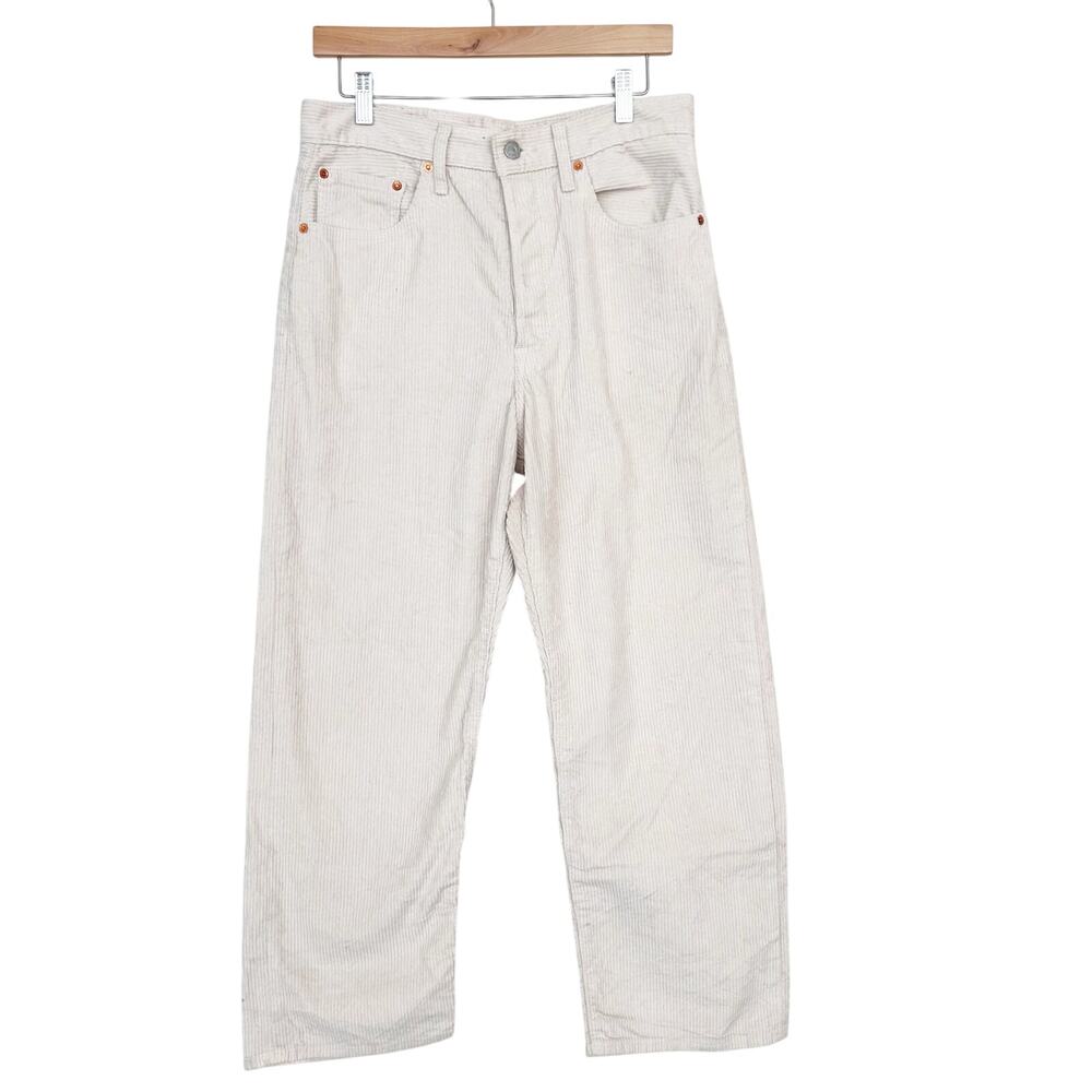 Levis Premium Cream Ribcage Straight Corduroy Pants Sz 30